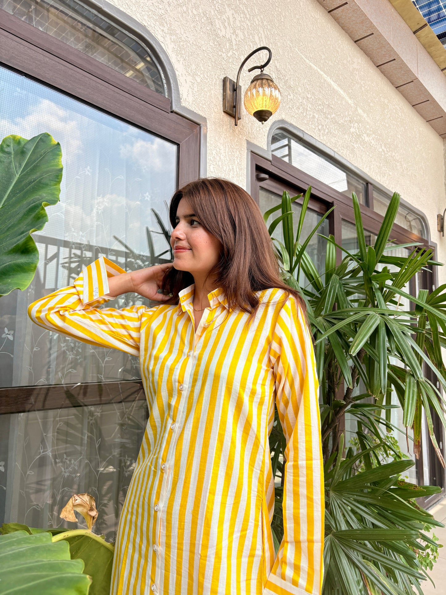 Sunny Stripes Long Shirt Dress