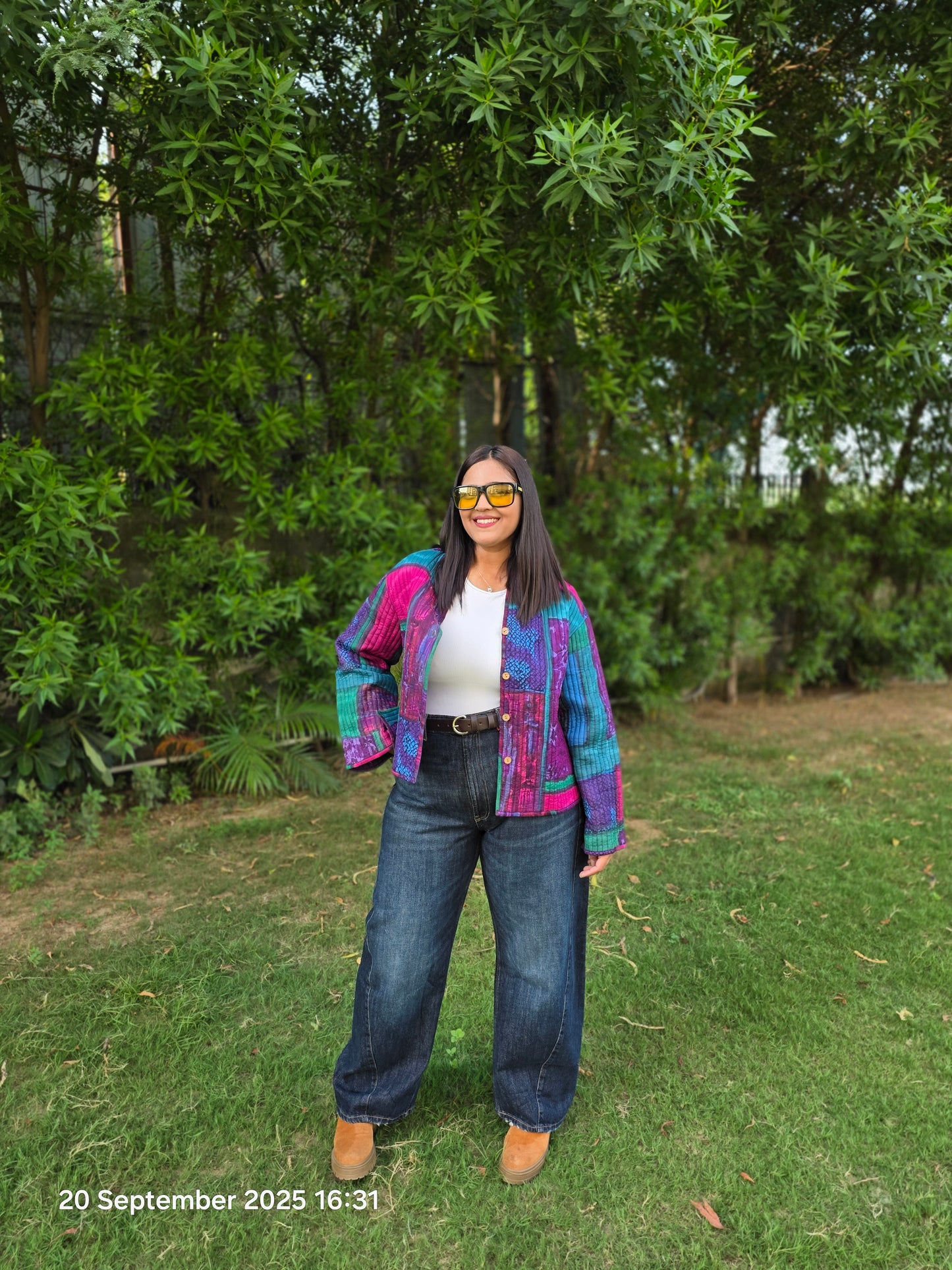 Tie/dye front buttoned quilted jacket