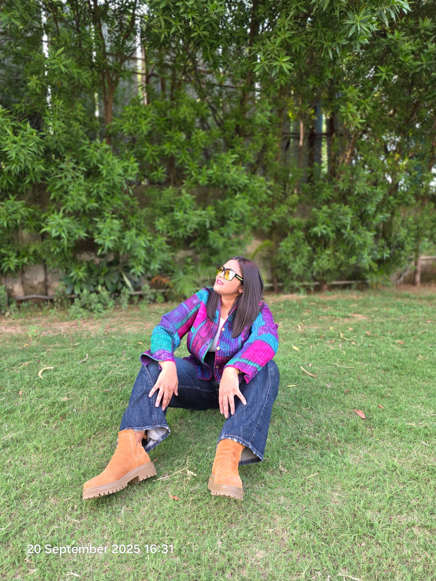 Tie/dye front buttoned quilted jacket