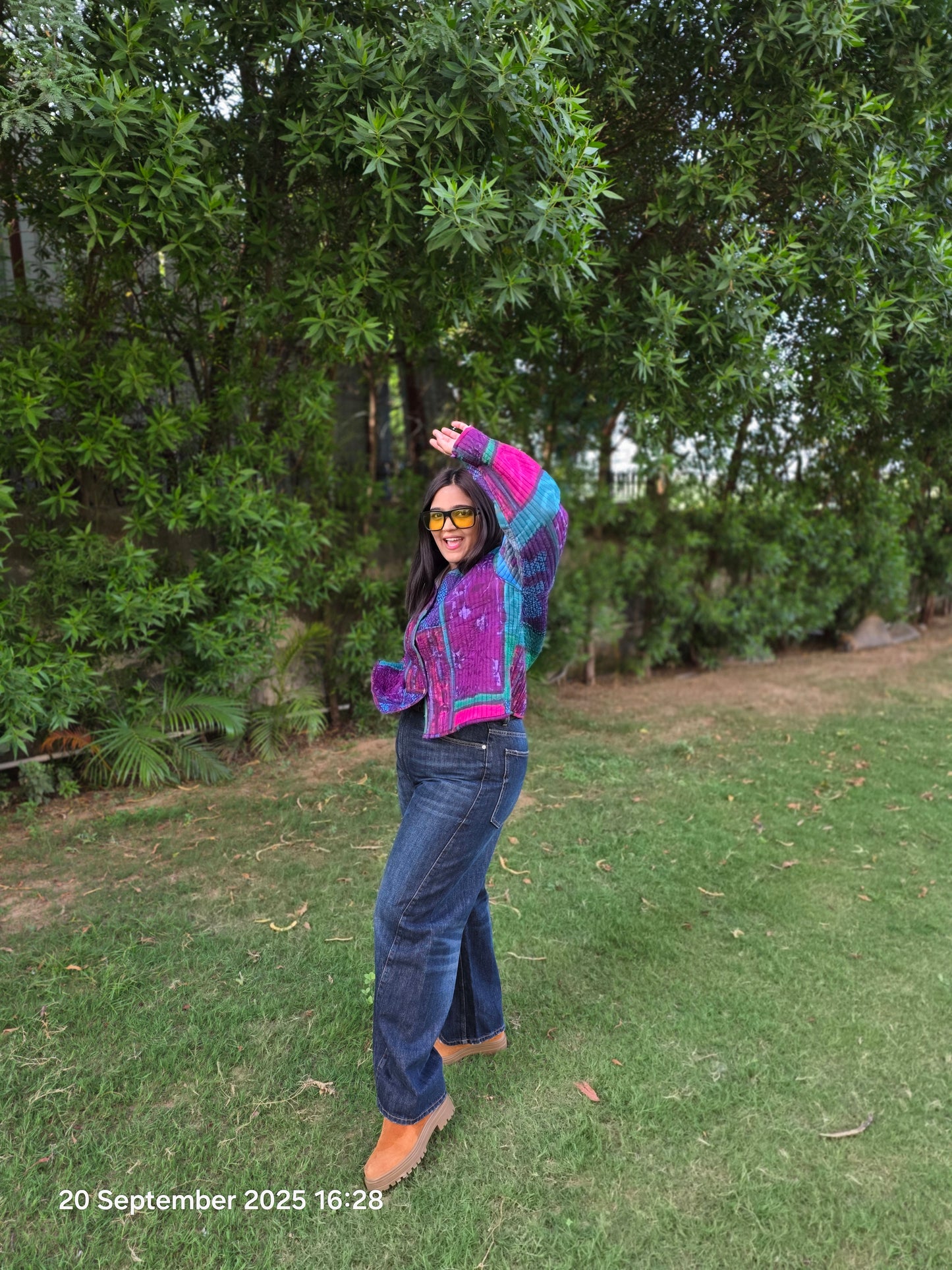 Tie/dye front buttoned quilted jacket