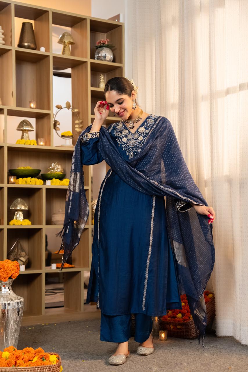 Royal Blue Suit with Dupatta