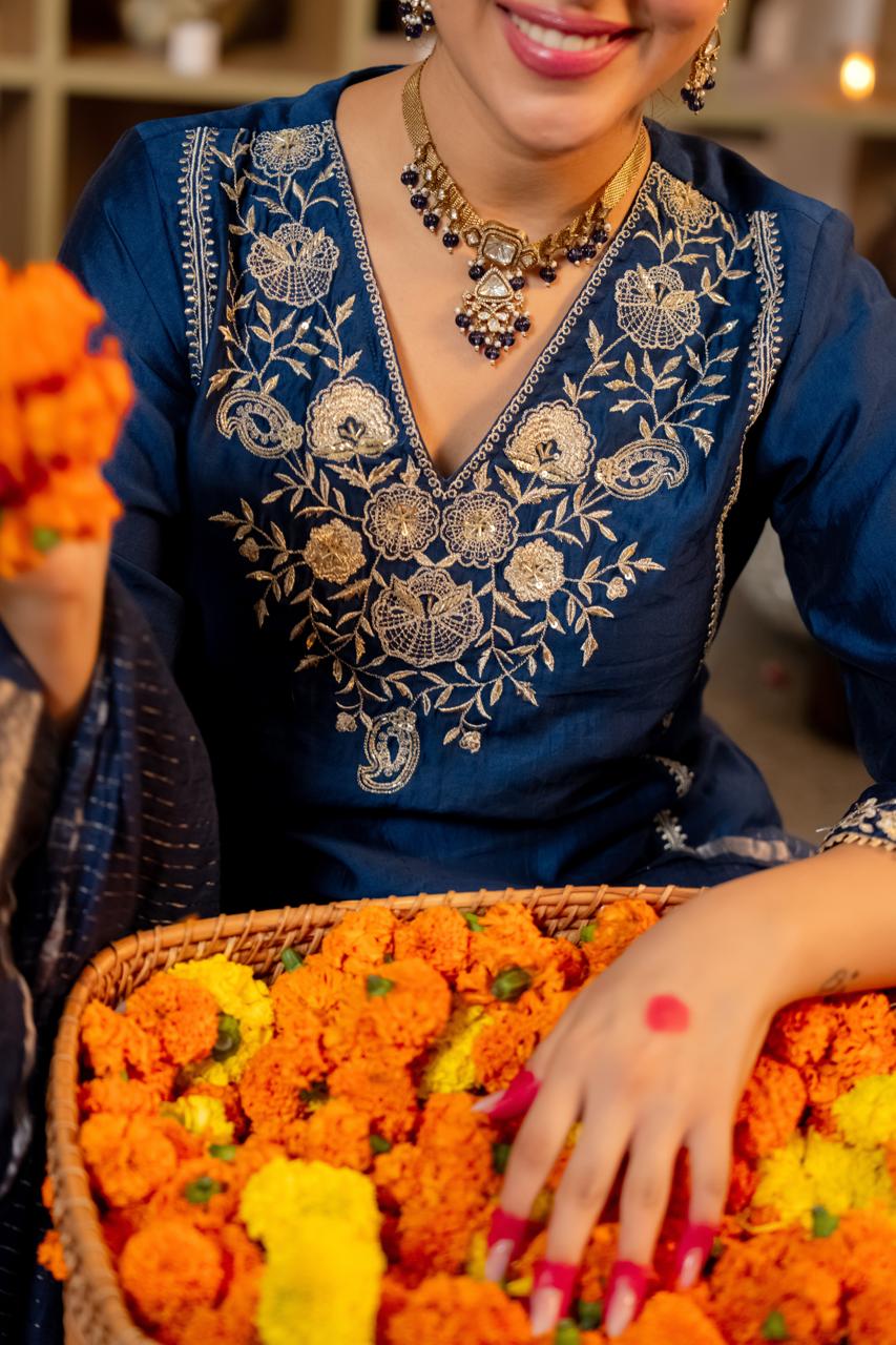 Royal Blue Suit with Dupatta