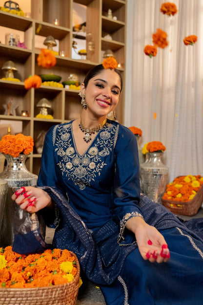 Royal Blue Suit with Dupatta