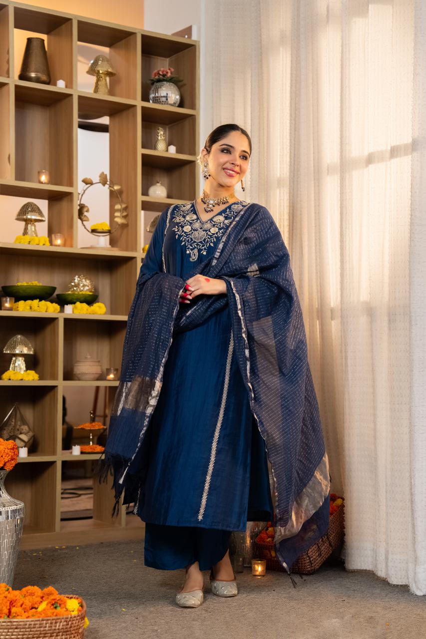 Royal Blue Suit with Dupatta