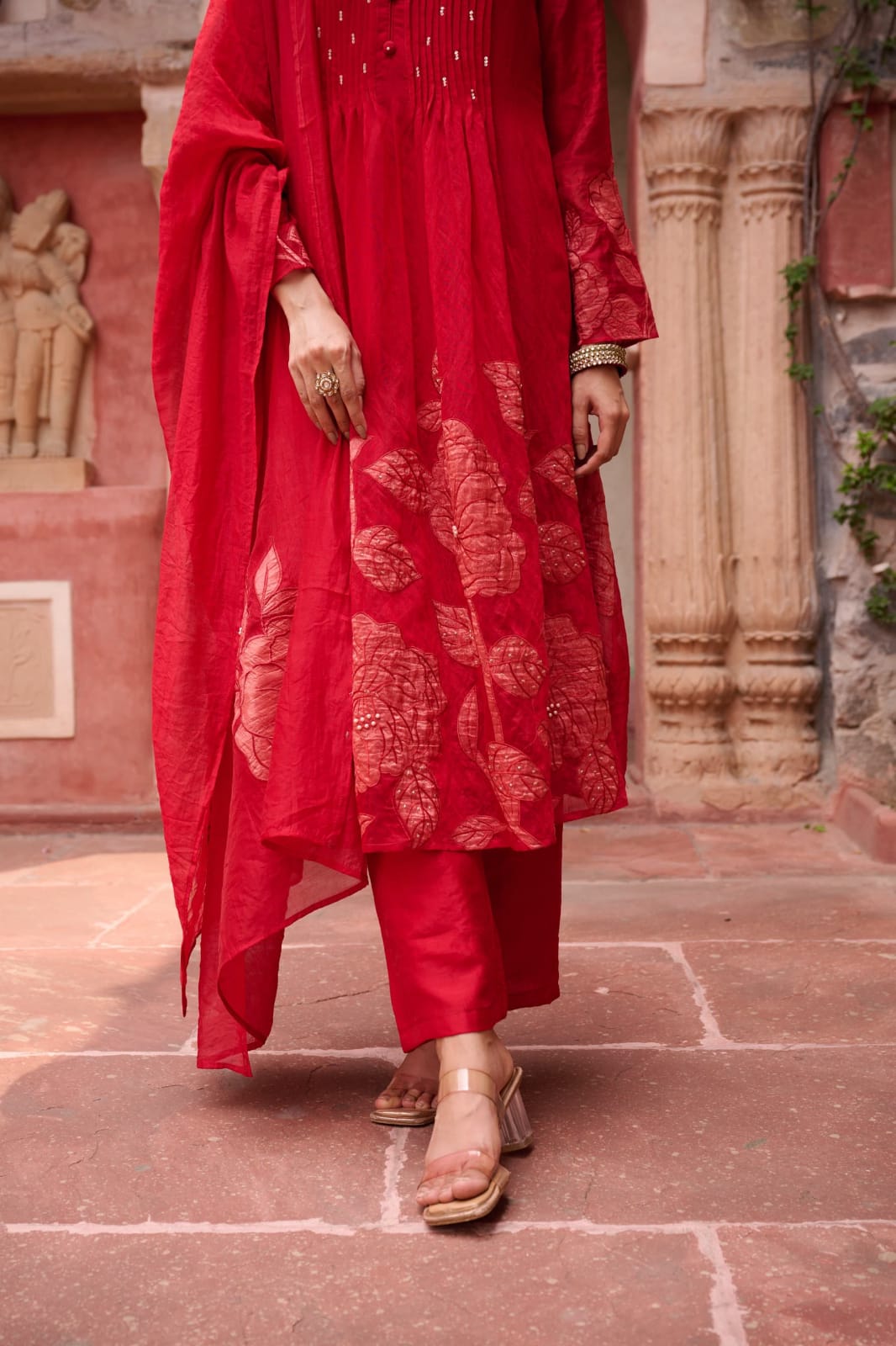 Red Hot long Kurta with Pants Set