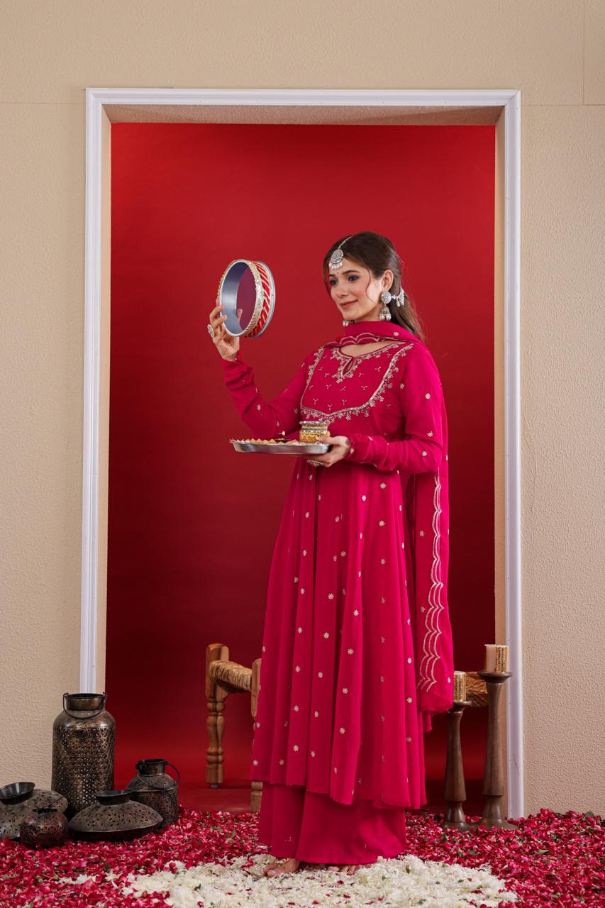 Centre Front Open Long Kurta with Pants Set