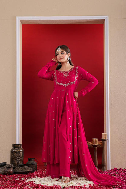 Centre Front Open Long Kurta with Pants Set