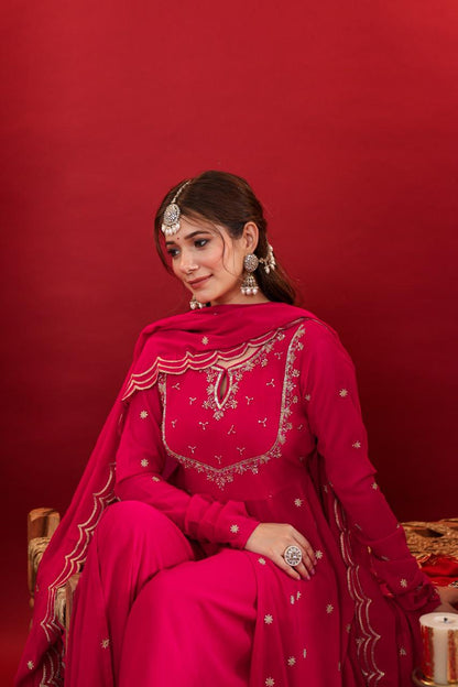 Centre Front Open Long Kurta with Pants Set