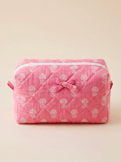 Pink Quilted Cotton Multipurpose Pouch Moonstruck