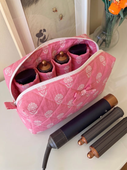 Pink Quilted Cotton Multipurpose Pouch Moonstruck