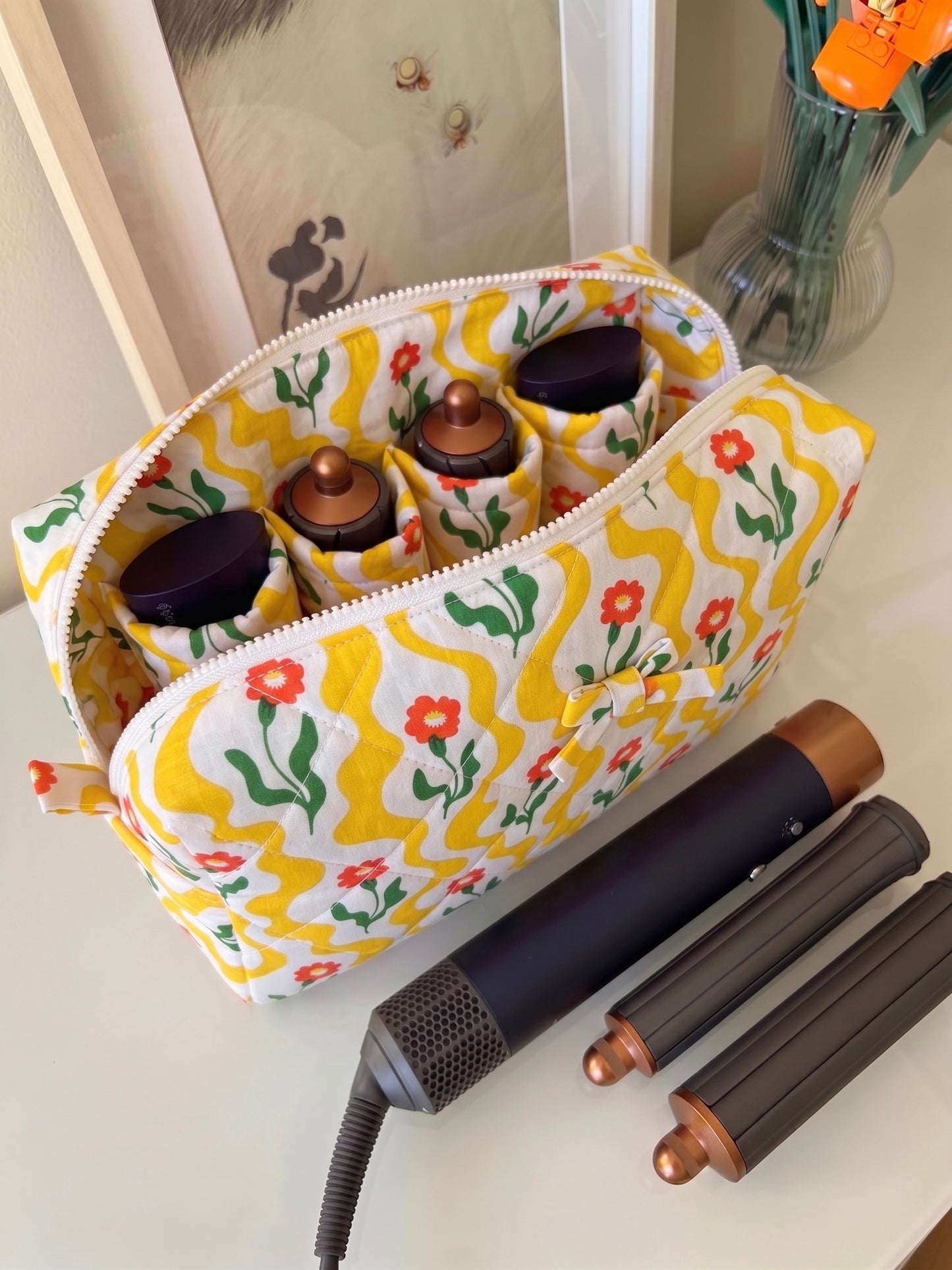 Sunshine Bloom Quilted Cotton Multipurpose Pouch Moonstruck