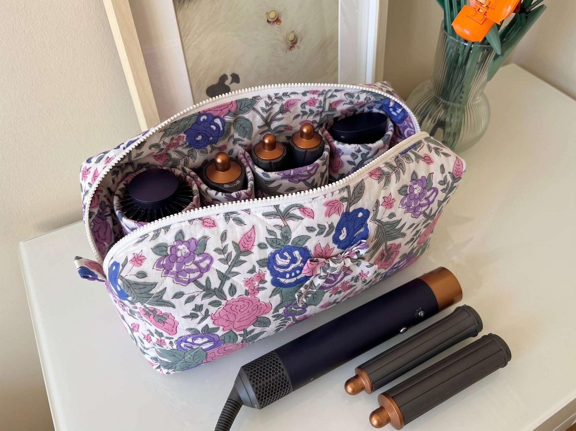 Rose Garden Quilted Cotton Multipurpose Pouch Moonstruck