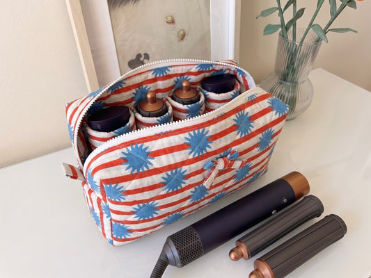 Retro Starburst Quilted Travel Organizer Bag Moonstruck