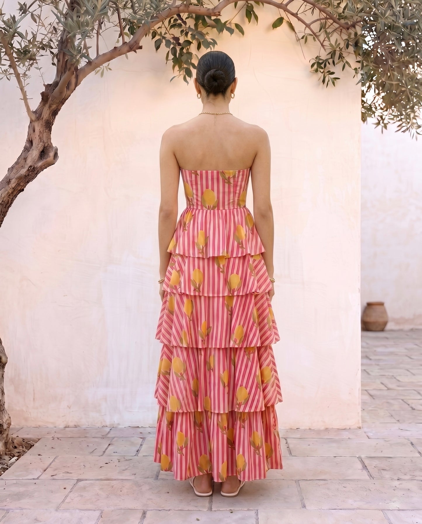 Limoncello Sunset Tiered Maxi Dress