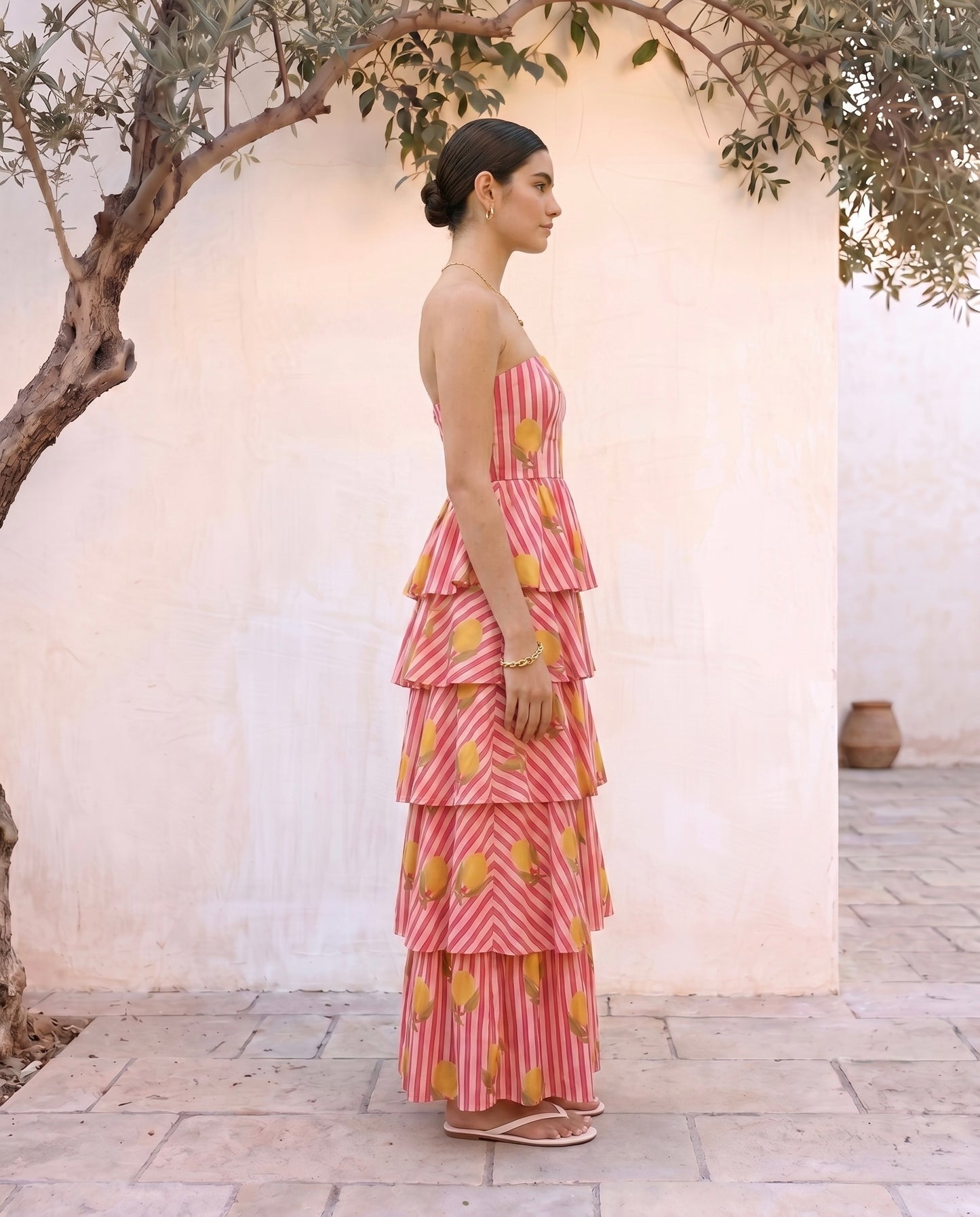 Limoncello Sunset Tiered Maxi Dress
