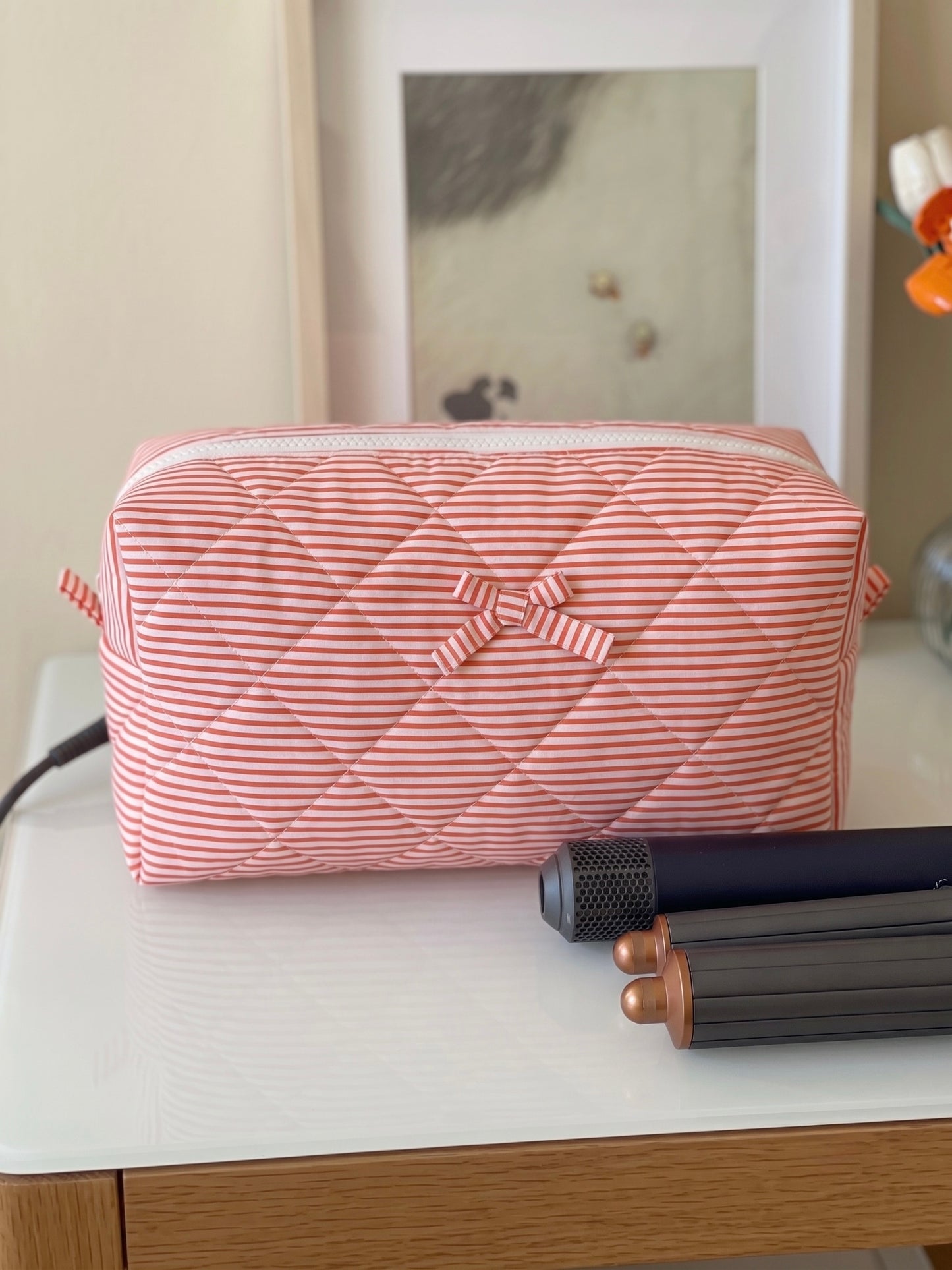 The Candy Stripe Quilted Beauty Pouch Moonstruck