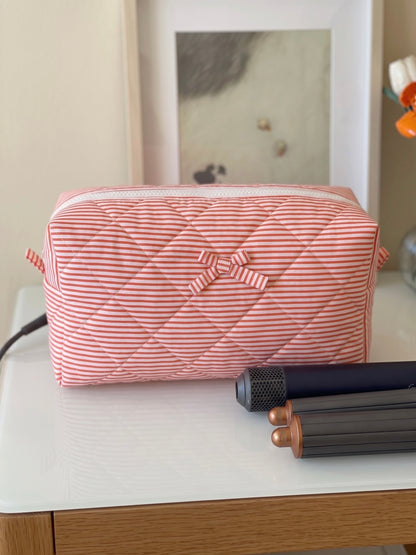 The Candy Stripe Quilted Beauty Pouch Moonstruck