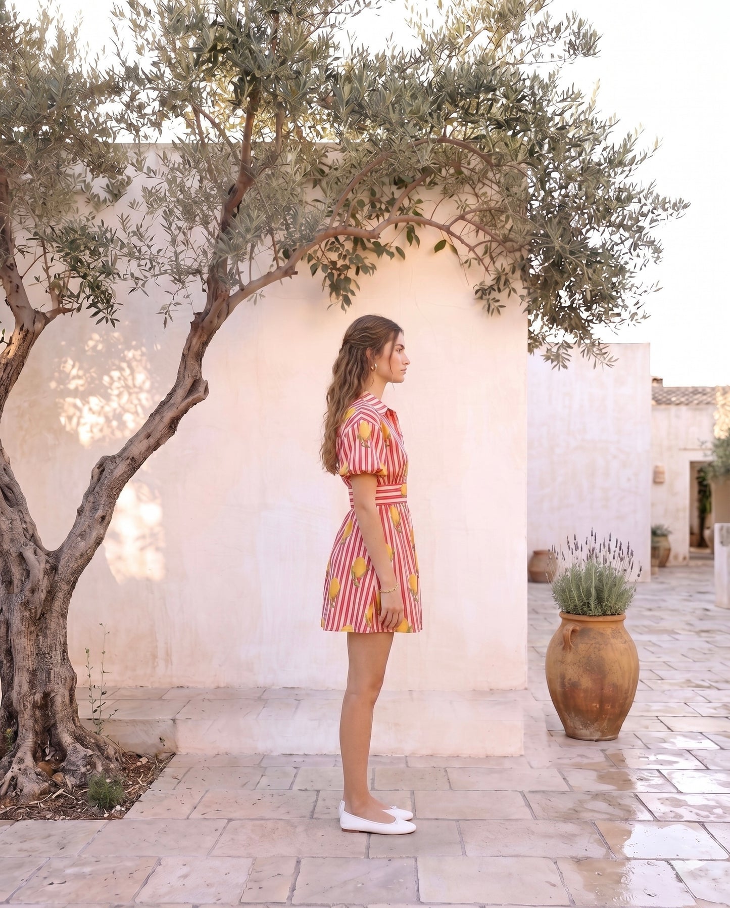 Sicilian Lemon Stripe Mini Dress