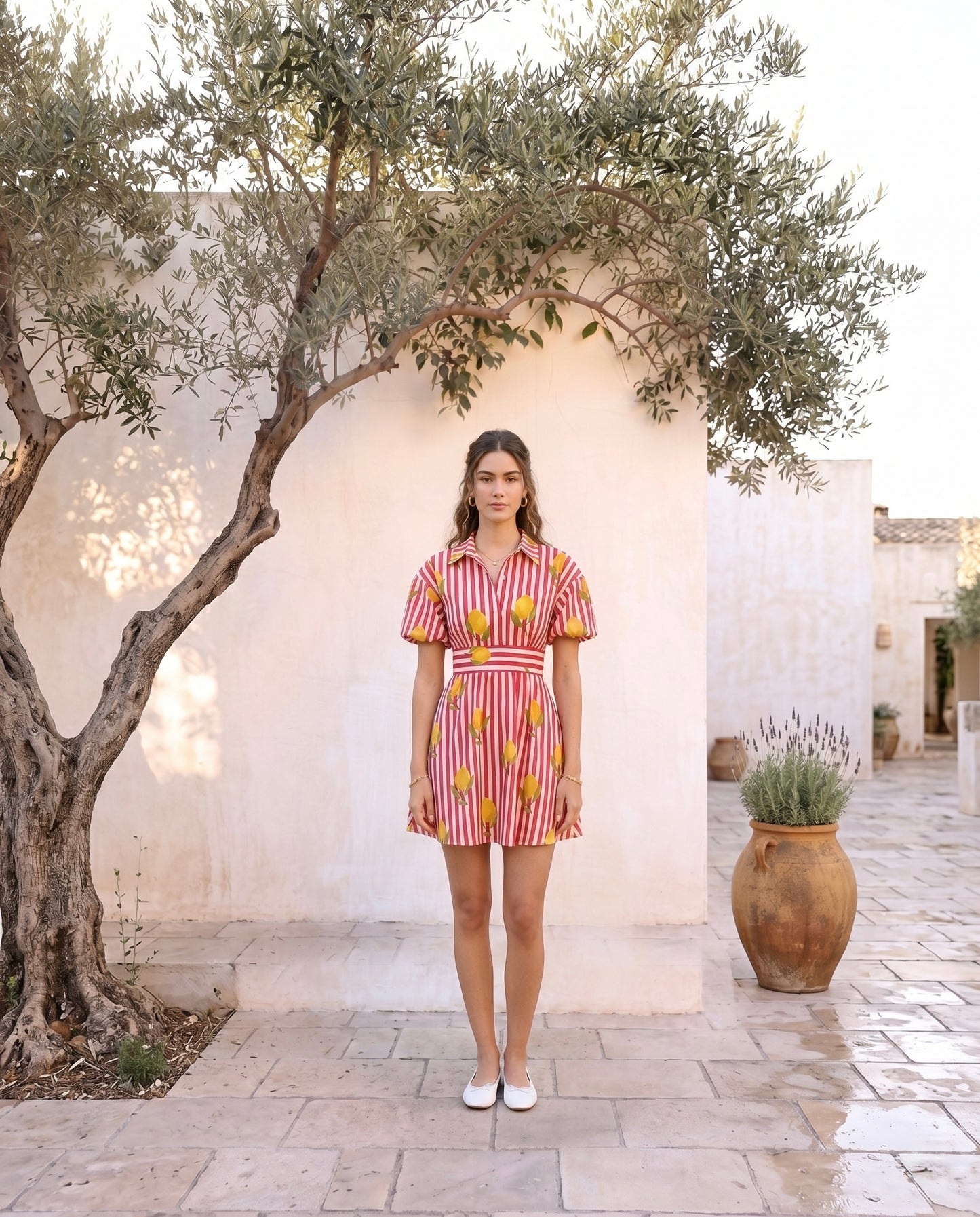 Sicilian Lemon Stripe Mini Dress