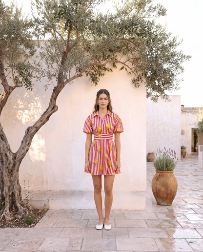 Sicilian Lemon Stripe Mini Dress