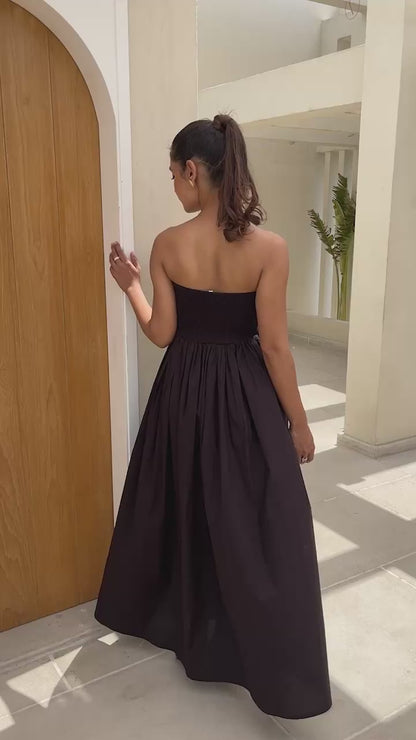 Dark Black Color Tube Maxi with Slit