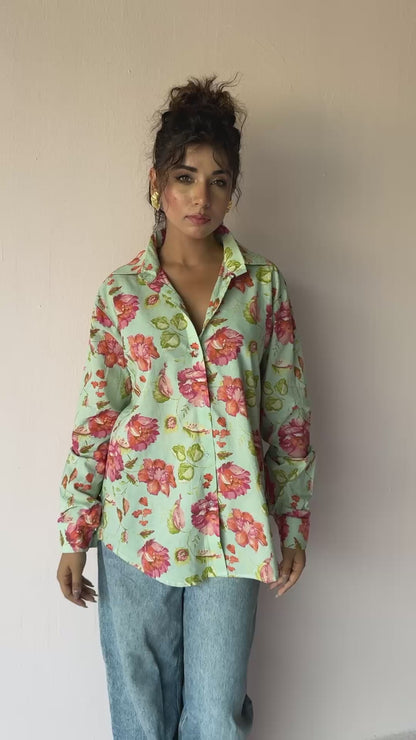 Floral printed oversized shirt